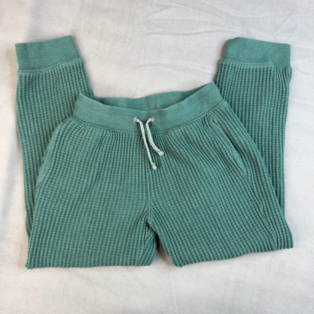 Cat & Jack Boys Teal Green Waffle Knit Joggers Size S 6/7 Thermal Pants - Picture 3 of 7
